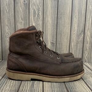 Red Wing Safety Toe Work Boots Men Sz 11.5 Dark Brown Moc Toe Oiled Leather 6"